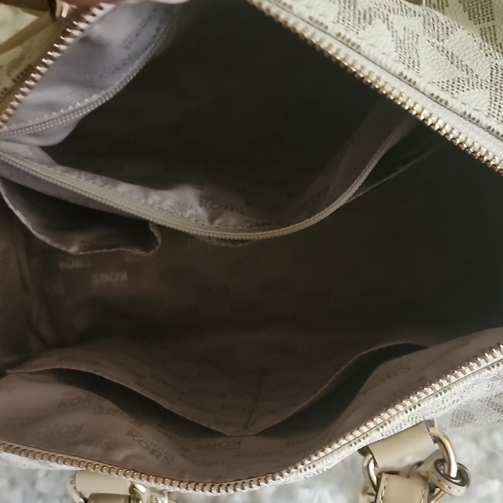 Michael Kors Beige and Brown Satchel - Picture 9 of 12